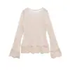 Ropa de Mujer Transfronteriza al por Mayor Otoño 2025 Nuevo Conjunto de Top con Encaje de Empalme + Pantalones Estilo Casual Perezoso para Mujer