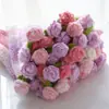 Ovillo grande de 200 g de hilo de algodón lechero teñido en degradado para alfombras de flores, mantas y ramos de rosas hechos a mano para DIY