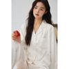 Jiangnan Wo Pijama de 25 Años para Mujer Primavera Nuevo Flor Blanca de Alta Gama Seda Helada Ropa para el Hogar Ropa de Verano para Mujer