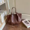 Bolso Tote Transfronterizo Retro de Gran Capacidad Estilo Coreano de Moda Bolso de Hombro Único Tejido de Alta Gama Diario Casual para el Trabajo Bolso de Axila