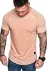 Nueva Camiseta Casual para Hombre con Textura Arrugada de Color Sólido Camiseta Casual Deportiva de Moda de Manga Corta Verano