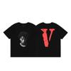 Camiseta VLONE FOG Marca de Moda Letra V Grande Logo Madre Flor de Cerezo Bordado Boceto Estampado de Labios Estampado de Graffiti de Manga Corta