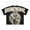 Punk Europeu e Americano Edição Grande Impresso T-Shirt Y2K Estilo Hip Hop Masculino T-Shirt Mascarado Menina Gótico Manga Curta Top