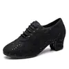 Wu Pa malla transpirable forma cuadrada zapatos de baile social tacón medio suela blanda Gitba [Venta de Liquidación]