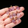 Jingdian Jóias Natural Ametista Moeda Cobre Fivela Pingente DIY Estilo Étnico Jóias Acessórios Semi-acabados