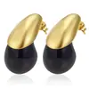 Brincos Coloridos em Forma de Gota da Moda Europeia e Americana Transfronteiriços Aço Inoxidável Cor Duradoura Brincos de Resina Versáteis Acessórios de Orelha para Primavera e Verão