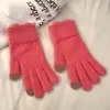 Luvas de pelúcia coloridas de feijão de açúcar pequenas femininas de inverno para estudante com dedos abertos para tela de toque e dedos divididos estudante quentes à prova de frio cinco dedos tendência