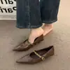 Zapatos de mujer Chuyuji estilo francés de punta con cadena negros 2026 primavera, otoño, invierno tacón de aguja de tacón alto para el trabajo