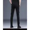 Jeans preto de alta qualidade, nova coleção de primavera, não desbota, para homens, corte slim, versátil, elástico, calça comprida de marca moderna para homens