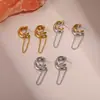 Brincos Europeus e Americanos Transfronteiriços Estilosos Ins com Franja de Aço Inoxidável Banhados a Ouro Real Design de Nicho Joias para Orelha Venda por Atacado