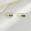 Brincos de Gancho com Zircônia Colorida Europeus e Americanos Transfronteiriços Geométricos Quadrados Verde Esmeralda Brincos de Diamante Quadrados Personalizados para Misturar e Combinar Empilhados