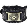 Pulsera de Cuero Tejido Bear Pap Pulsera de Cuero Tejido Europeo y Americano Punk Oso Polar Forma de Animal Pulsera Pulsera Avanzada para Hombre