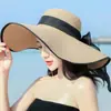Salida a la Playa de Verano Sombrero de Paja para Playa de Ala Ancha Protección Solar Vacaciones Versátil Sombrero de Ala Ancha Sombrero para el Sol para Mujer