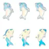 Colgante de cristal de vidrio con forma de delfín, color arcoíris AB, 12*21mm, accesorios para joyería DIY, pendientes, pulsera, collar, material de accesorios