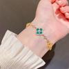 Pulseira de Trevo de Quatro Folhas com Zircônia, Design Versátil, Pulseira Fashion para o Dia a Dia, Luxo Leve, Joias de Alta Qualidade para Mulheres Atacado