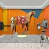 Papel de parede de loja de roupas de luxo estilo nórdico, celebridade da internet, estúdio de mahjong, sala de transmissão ao vivo, parede de fundo de alto padrão, papel de parede laranja Hermes
