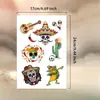 Adesivos de Tatuagem Caveira Mexicana Estilo Divertido de Carnaval Halloween Maquiagem de Festival para Homens e Mulheres Braço e Perna À Prova d'Água e Duradouros