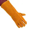 Guantes de soldar de piel de vaca engrosados resistentes a altas temperaturas anti-quemaduras largos guantes de protección laboral para soldar alargados
