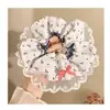 Scrunchie Azul Marinho com Estampa Xadrez de Cereja e Borda de Renda com Laço de Coração Estilo Coreano Fresco Versátil Faixa de Cabelo para Menina Feito Sob Medida