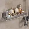 Suporte de Rack de Armazenamento com Haste Ajustável para Chuveiro de Banheiro, Bandeja Suporte de Chuveiro Sem Furo, Rack de Armazenamento para Sabonete Líquido