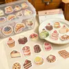 Pegatinas de Postre Acuarela Troqueladas Vinilo Autoadhesivo Impermeables Antifalsificación Alta Calidad Patrón Realista de Pastel Calcomanías