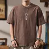 Camiseta de Verano 2025 para Hombre, Delgado, de Algodón con Textura, Bordada, de Manga Corta, Holgada, Tallas Grandes, Joven con Sobrepeso, Cuello Redondo, Top Moderno