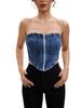 Chaleco de Mezclilla Estilo Retro Americano para Mujer, Nuevo Diseño de Verano, Top Tubo Sin Mangas con Cremallera, Top Ajustado