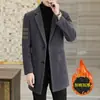 Casaco de Lã de Comércio Exterior Masculino Comprimento Médio Outono e Inverno Casual Casaco de Lã Masculino Algodão e Aconchegante Top Moderno Jovem