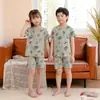 Conjunto de Verão Novo Estilo Coreano para Crianças de Manga Curta, Roupa de Casa para Meninos e Meninas, Bebê Fino de Gola Redonda Respirável de Algodão para Ar Condicionado