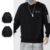 Sudadera de otoño e invierno para hombre, holgada y gruesa, sin capucha, cuello redondo, manga larga, talla grande, moderna y versátil