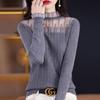 Suéter de Lana Peinada de Cuello Alto para Mujer Primavera Nuevo Elegante Encaje Ajustado Manga Larga Camisa de Punto Holgada