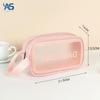 Em estoque atacado bolsa de cosméticos transparente pu bolsa de viagem de grande capacidade bolsa de armazenamento conveniente bolsa de lavagem impermeável pvc terno