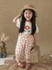 Conjunto Serie Flores para Niñas Qiuduomeng Pantalones de Verano Falda Linda para Niños Camiseta de Manga Corta para Bebé Chaleco