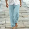 Nuevos Pantalones Sueltos Casuales de Otoño para Hombre, Bragueta Frontal, Cordón, Bolsillo, Pierna Recta, Cómodos, Suaves, Moda de Playa