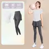 Conjunto de Ropa para Pilates Yoga Camiseta de Manga Corta de Gama Alta Secado Rápido para Mujer Primavera Adelgazante Moldeador Corporal Top Deportivo Ropa de Fitness