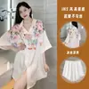 Popular de alta qualidade luxo leve estiloso seda gelada vestido camisa pijama feminino verão novo luxuoso roupão de dormir roupa de casa conjunto fino