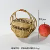 Cesta de mão tecida de bambu cesta de vegetais com alça cesta de lanche cesta de bambu mini cesta de frutas família redonda produtos de bambu artesanal