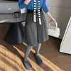 Falda plisada de lana para mujer 2026 nueva falda midi línea A de otoño e invierno, sofisticada falda midi de lana gris oscuro de 5 puntos
