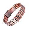 Pulsera antigua de cobre rojo más vendida transfronteriza con cierre de reloj, moda vintage finamente tallada en forma de cruz, joyería magnética completa para parejas al por mayor