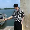 Camisa floral casual de manga corta con cuello cubano de moda estilo americano para hombres y mujeres, corte holgado, estilo "old money", top de tacto relajado