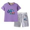 Conjunto de verão para meninos escavadeira 2023 Novo desenho animado infantil solto shorts de manga curta para meninos conjunto casual de duas peças