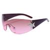 Gafas de sol para chicas populares Y2K del Milenio Europeo y Americano Gafas de aviador integradas Gafas de estrella de cinco puntas Transfronterizas