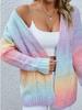 Suéteres de Comércio Exterior Europeu e Americano para Outono e Inverno, Cardigans Femininos, Tricô Colorido Twist de Manga Longa para Mulheres - Comércio Transfronteiriço Amazon