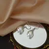 Pendientes de Plata de Ley 925 con Forma de Gota de Agua y Perla de Agua Dulce para Mujer Estilo Ins Pendientes Versátiles de Nicho Pendientes Retro de Gama Alta Venta al por Mayor