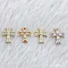 Liga de Titânio F136 Cor Dourada Cravejada com Diamantes Cruz Vintage Titânio G23 Rosca Interna Zircônia Piercing Labial Piercing de Língua Joia