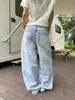 Jeans de pierna ancha con estampado de alas de diseño estilo americano para hombre y mujer, gama alta, holgados, casuales, versátiles, modernos, pantalones largos