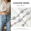 Corrente de Cintura Flor de Diamante Azul Retrô Francesa para Mulheres Versátil para Jeans Vestidos Modelador de Cintura Corrente Decorativa Acessório de Corrente de Temperamento Exquisito