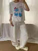 Camiseta de Manga Corta de Algodón Puro con Estampado de Frutas Estilo Americano para Hombre y Mujer en Verano, Holgada y Versátil, Top Casual con Cuello Redondo para Parejas