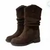 Botas curtas Melard, botins plissados retrô para mulheres, coleção outono/inverno 2026, com salto oculto para altura extra, botas de cowboy western, botas de montaria com sola grossa