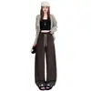 Tiro real Pantalones deportivos americanos 2026 Otoño/Invierno Nuevos Pantalones de pierna ancha para mujer Estilo perezoso holgado Pierna curva Casual Pantalones largos